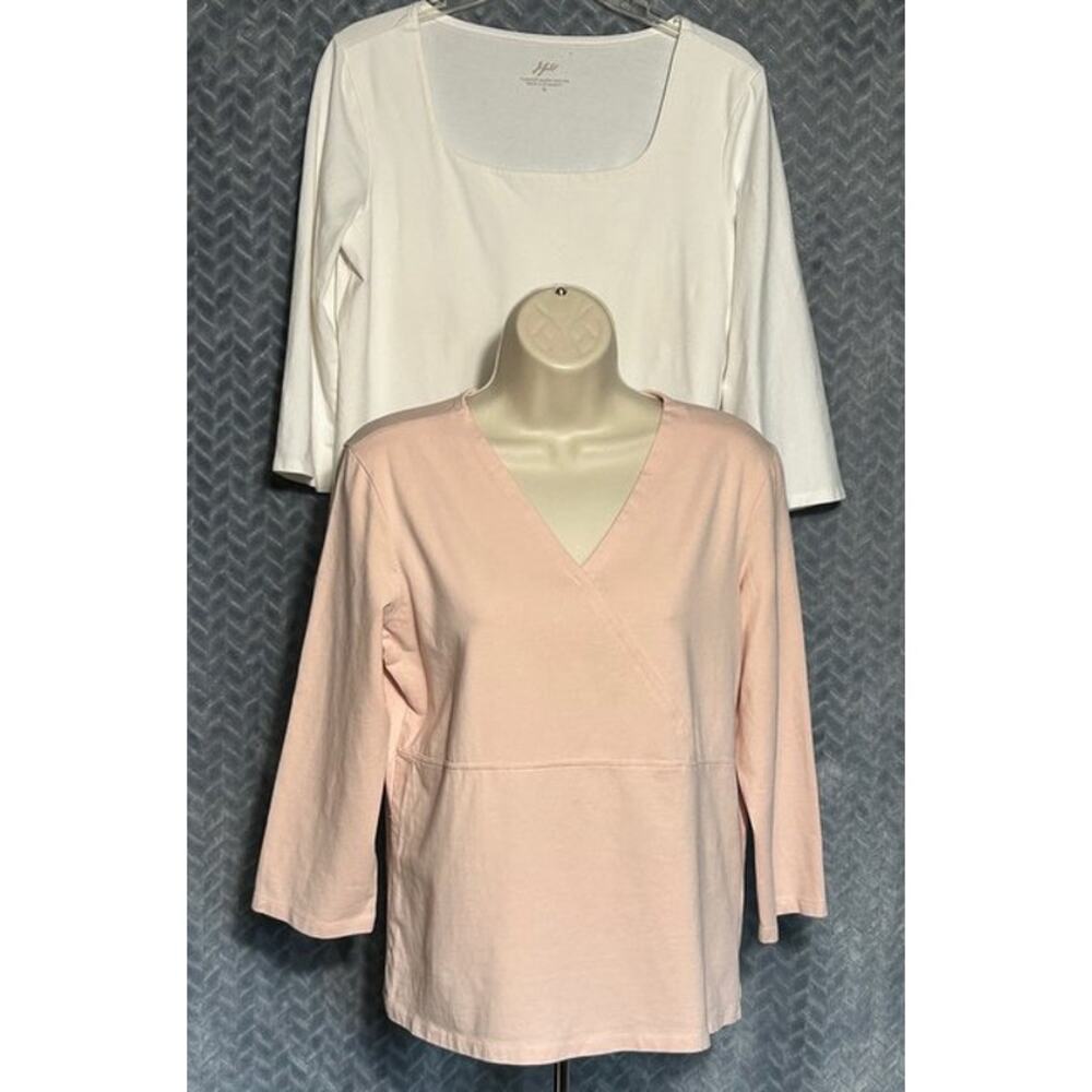 J Jill 3/4 Sleeve Summer Tee Bundle of (2)-M Cotton/Spandex Easy Care Casual